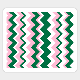 Pink, Green and White Chevron Stripes Sticker